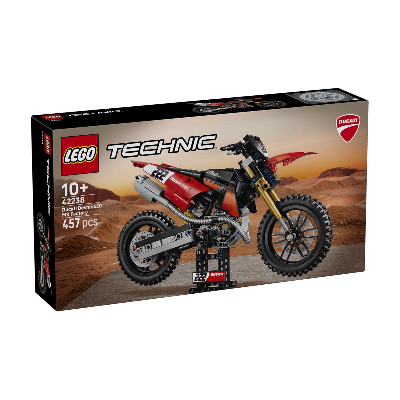 Конструктор LEGO Technic Мотоцикл Ducati Desmo450 MX Factory, від 10 років, 457 деталей (42238)